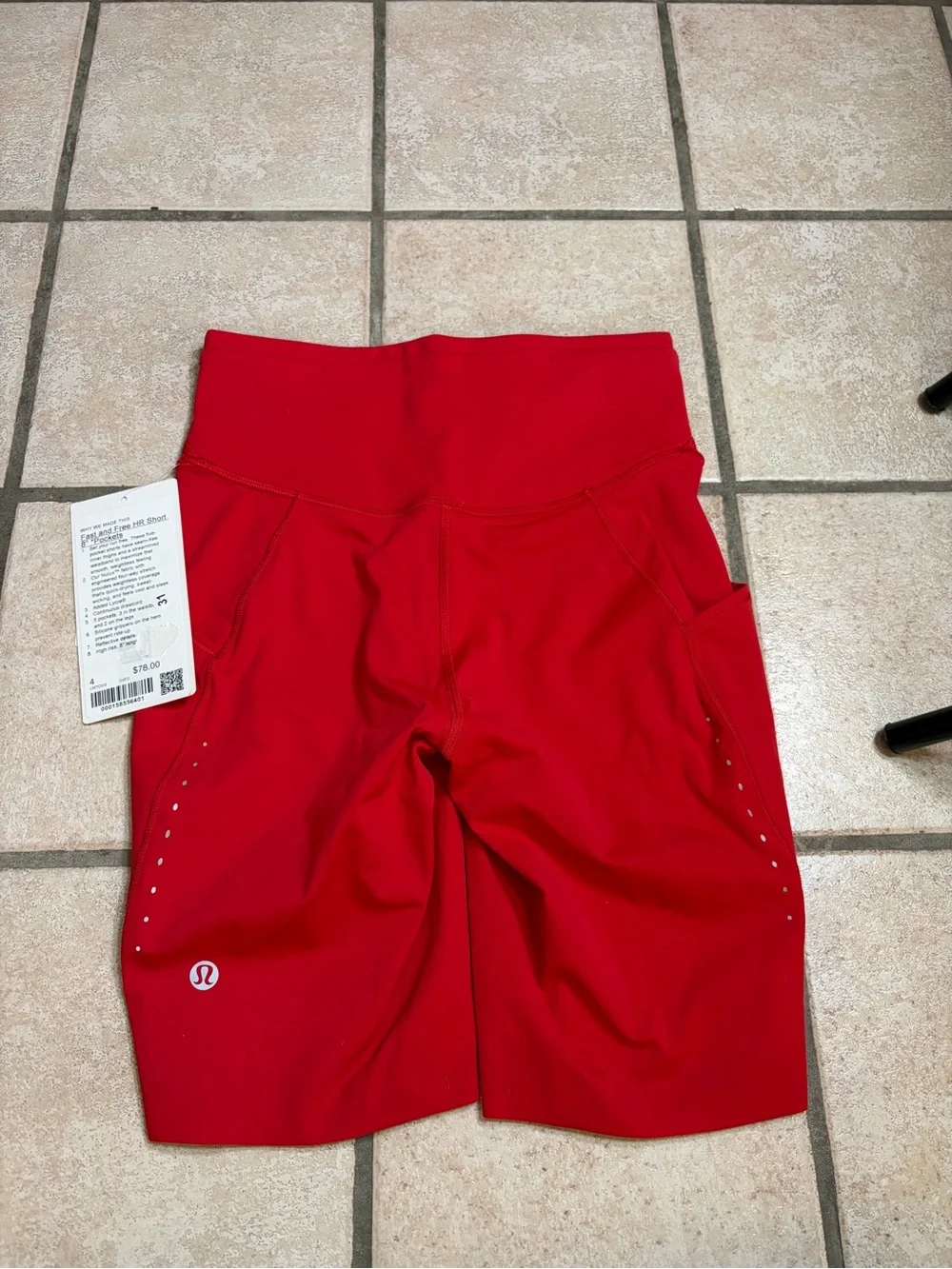 NWT Lululemon Fast and Free High-Rise Short 8” *Pockets (Oxford Red) Size 4